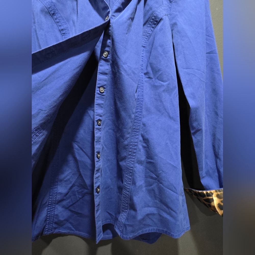 Express Design Studio Blue Button Down Long Sleev… - image 5